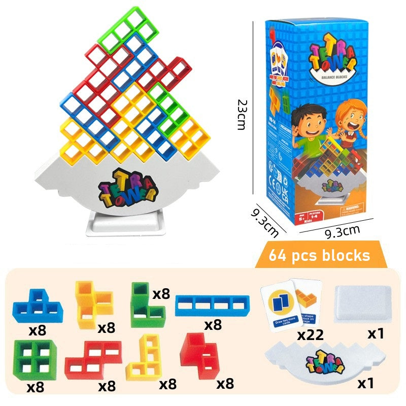 64 delers Tetris-lignende stablespill - den som velter tårnet har tapt